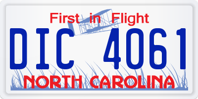 NC license plate DIC4061