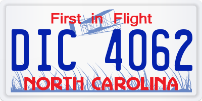 NC license plate DIC4062