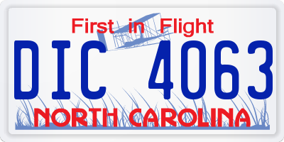 NC license plate DIC4063