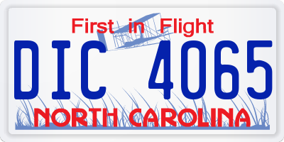 NC license plate DIC4065