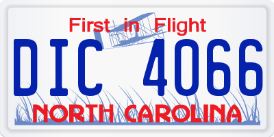 NC license plate DIC4066