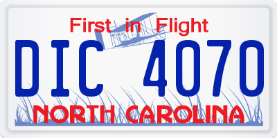 NC license plate DIC4070