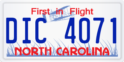 NC license plate DIC4071