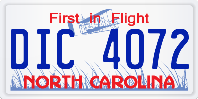 NC license plate DIC4072