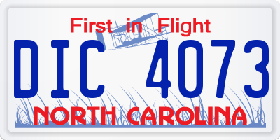 NC license plate DIC4073