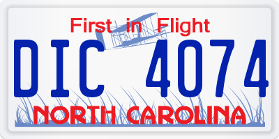 NC license plate DIC4074