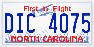 NC license plate DIC4075