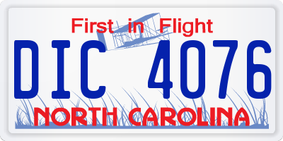NC license plate DIC4076