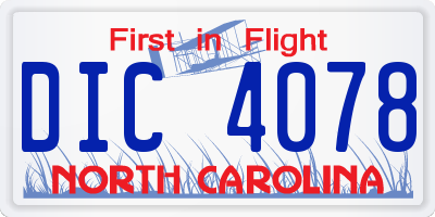 NC license plate DIC4078