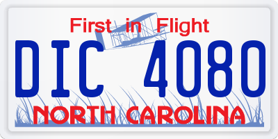 NC license plate DIC4080