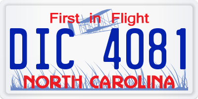 NC license plate DIC4081