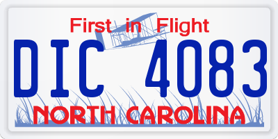 NC license plate DIC4083