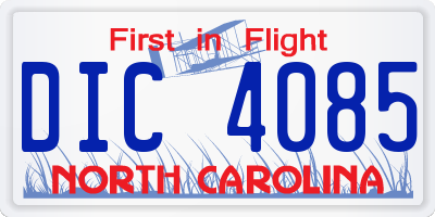 NC license plate DIC4085