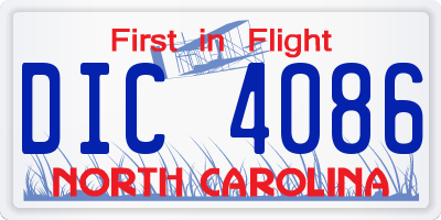 NC license plate DIC4086