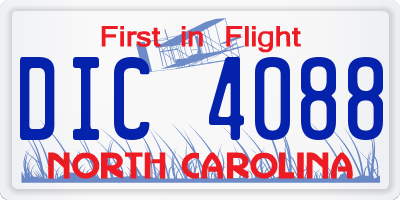 NC license plate DIC4088
