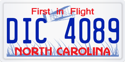 NC license plate DIC4089