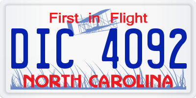 NC license plate DIC4092