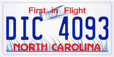 NC license plate DIC4093