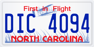 NC license plate DIC4094