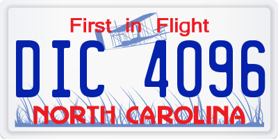 NC license plate DIC4096
