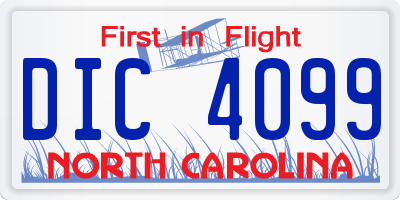 NC license plate DIC4099