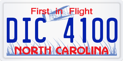 NC license plate DIC4100