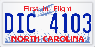 NC license plate DIC4103