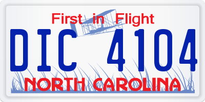 NC license plate DIC4104