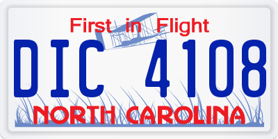 NC license plate DIC4108