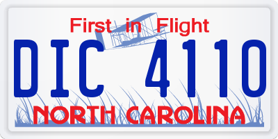 NC license plate DIC4110