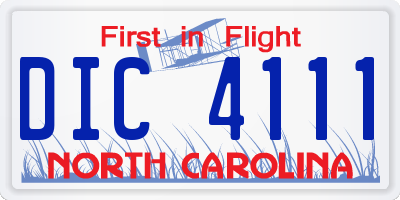 NC license plate DIC4111