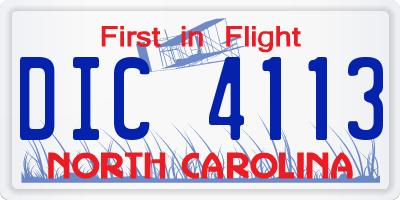 NC license plate DIC4113