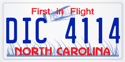 NC license plate DIC4114