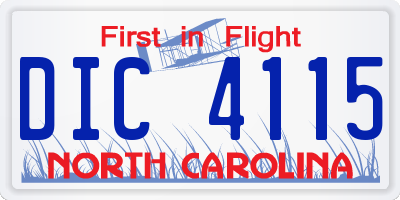 NC license plate DIC4115