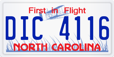 NC license plate DIC4116