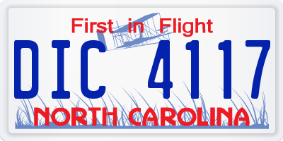 NC license plate DIC4117