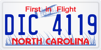NC license plate DIC4119