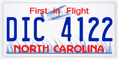 NC license plate DIC4122