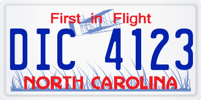 NC license plate DIC4123