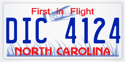 NC license plate DIC4124