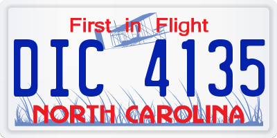 NC license plate DIC4135
