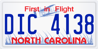 NC license plate DIC4138