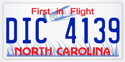 NC license plate DIC4139