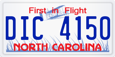 NC license plate DIC4150