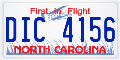 NC license plate DIC4156