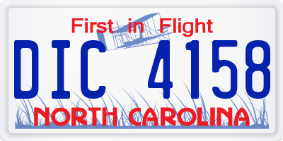 NC license plate DIC4158