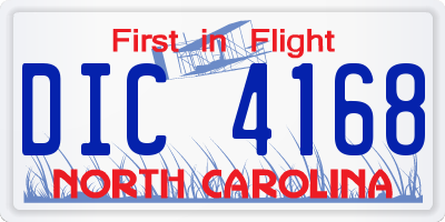 NC license plate DIC4168
