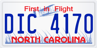 NC license plate DIC4170