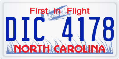 NC license plate DIC4178