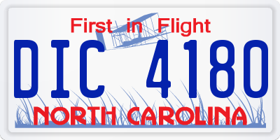 NC license plate DIC4180